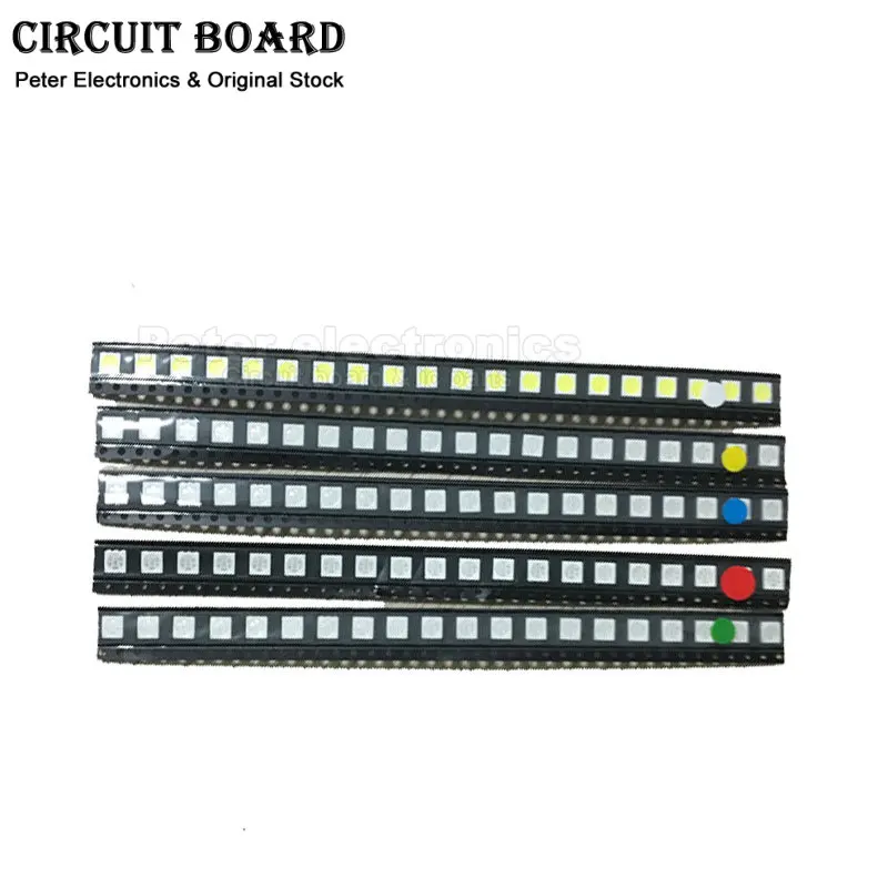 100pcs=5colors X 20pcs 5050 5730 1210 1206 0805 0603 LED Diode Assortment SMD LED Diode Kit Green RED White Blue Yellow