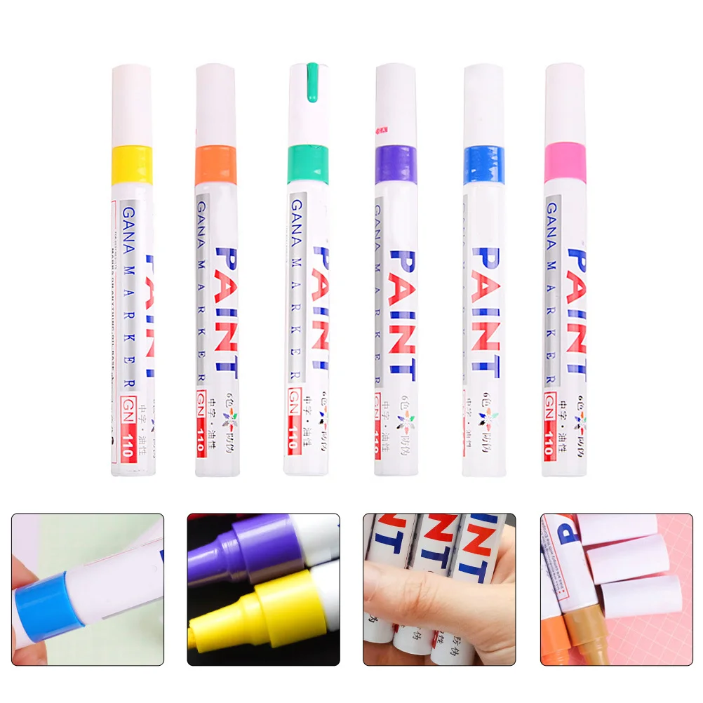 

6Pcs Color Paint Pens Professional Waterproof Marker Car Coat Scratch Repair Home Painting Tool Paint Pens Waterproof Marker