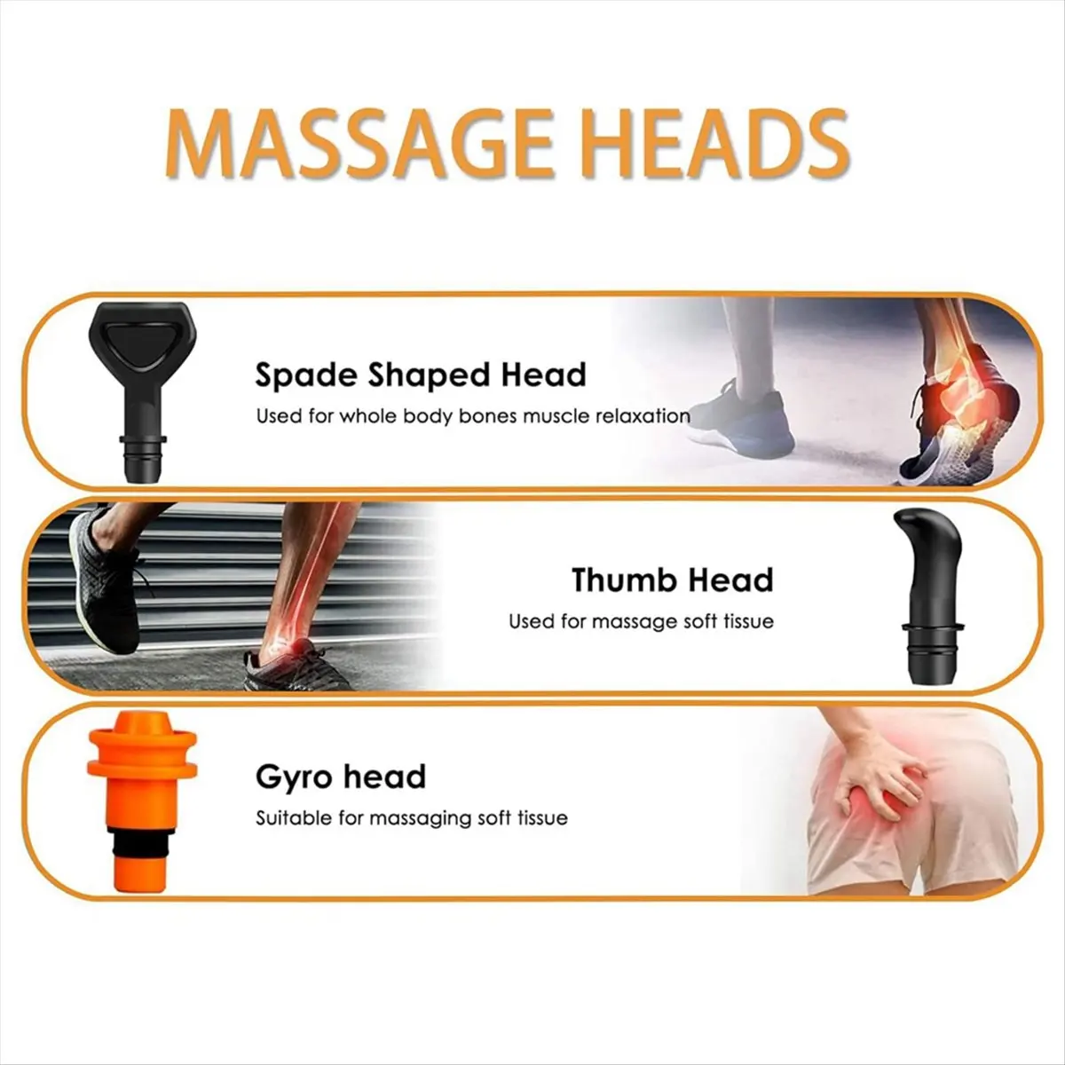 AA83 Massage Heads, Replaceable Massage Attachments 9 Different Muscle Massage Heads Deep Tissue