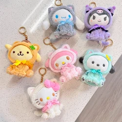 10CM kreskówka Sanrio pluszowy breloczek stać się kotem pluszowy breloczek Cinnamoroll Sanrio Anime Kawaii lalka Juguetes Para Niñas 2023