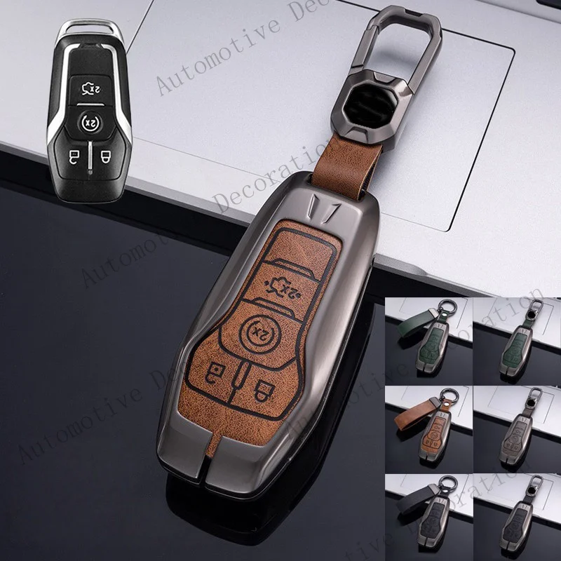 Z+ Zinc Alloy Leather Car Remote Key Fob Case Cover Holder For Lincoln MKC MKX MKZ