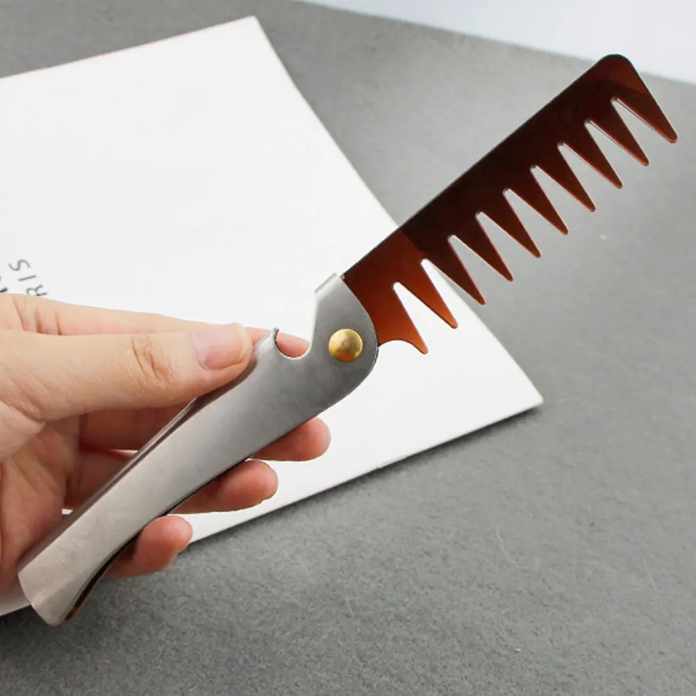 

4Pcs Retro Folding Comb Stainless Steel Pocket Hair Beard Comb Bottle Opener Compact Lightweight for Men Women