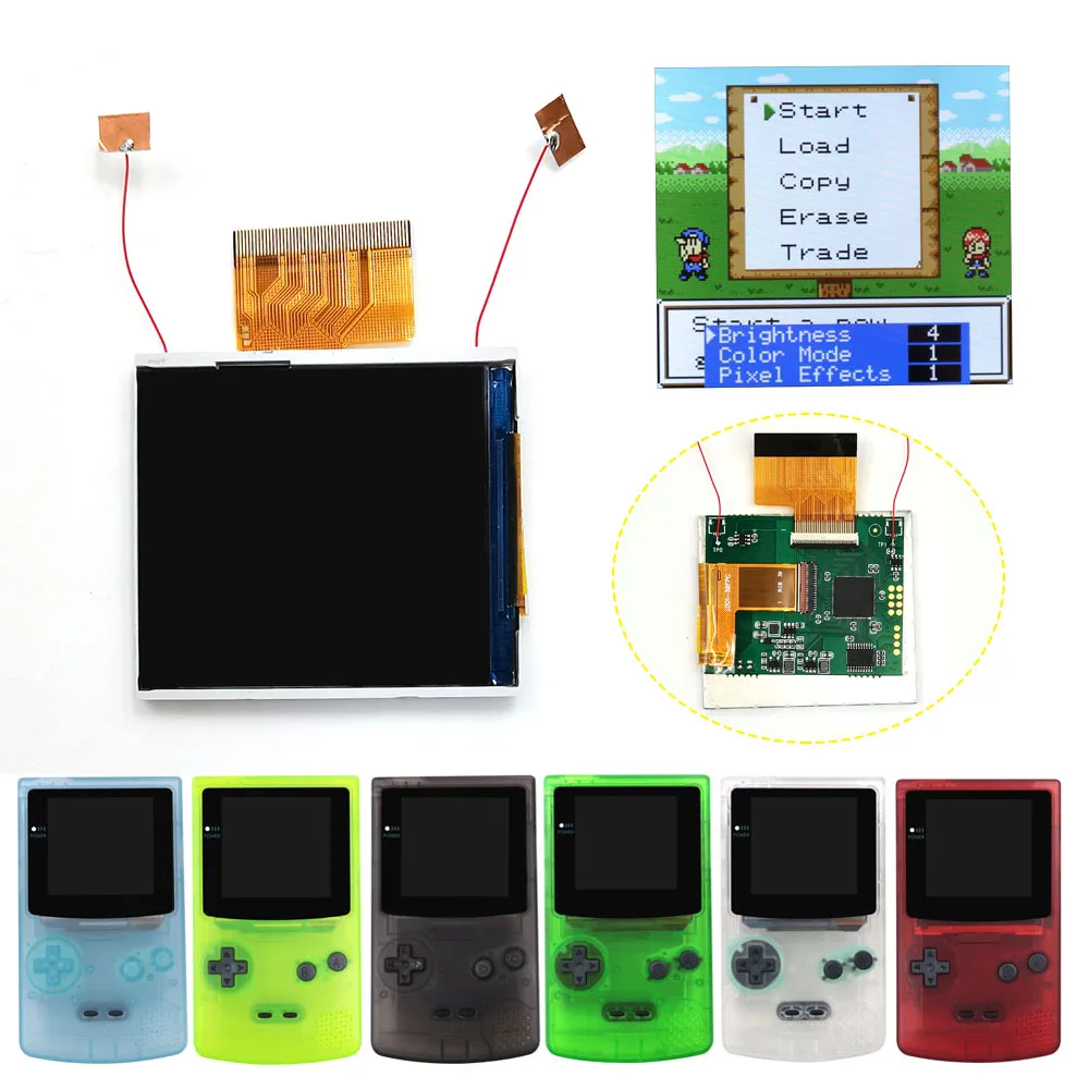 Hispeedido-2.45 Inches HD GBC IPS Screen Kits For Gameboy Color Retro Pixel  Highlight Backlight LCD No Welding and Trim Shell