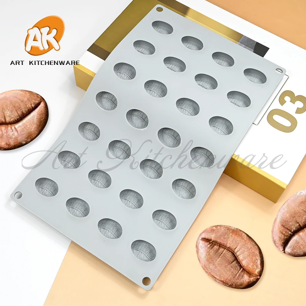 28 Cells Coffee Beans Silicone Candy Chocolate Cake Cookie Cupcake Mold Soap Mould DIY Oval Chocolate mold 