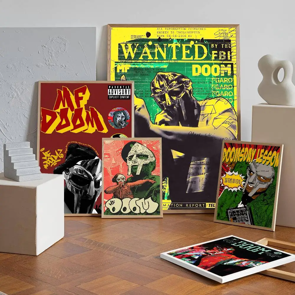 Hip Hop Rapper MF Doom Whitepaper Poster Retro Kraft Paper Sticker DIY Room Bar Cafe Vintage Decorative Painting