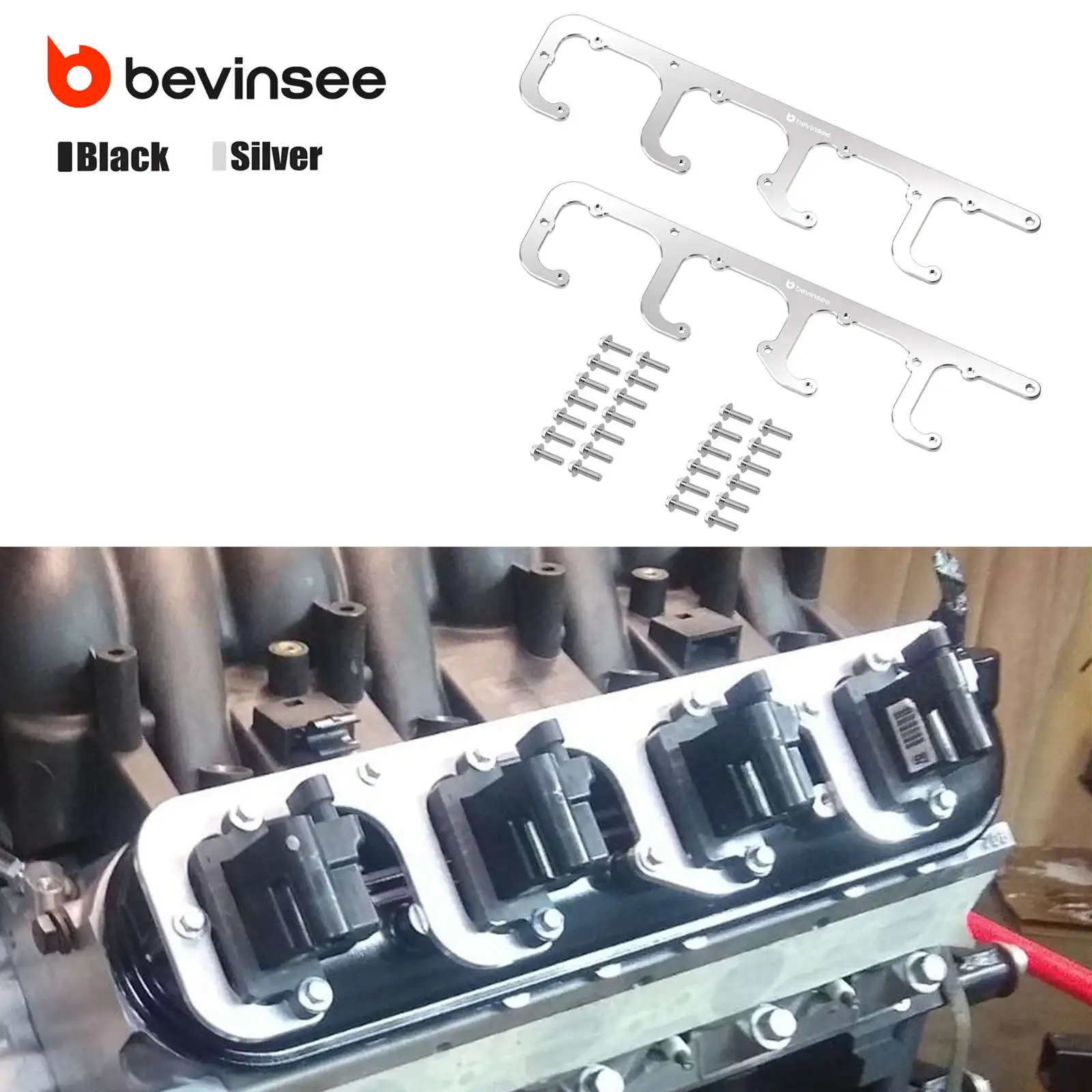 

Aluminum Square Coil Brackets for D581/12558693 Coils, for V8 Chevrolet 5.7L/350,5.3L/325,4.8L/294,6.0L/364,7.0L/427,6.2L/376