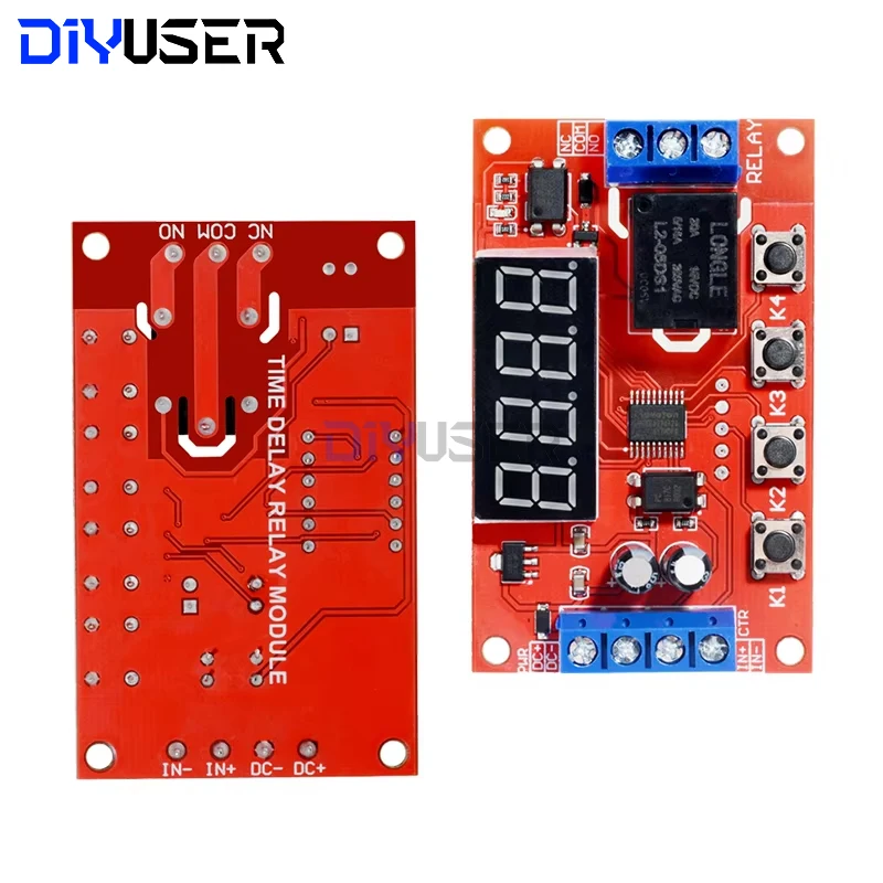 Módulo de relé de atraso de tempo ajustável 5-24v dc 10a interruptor de temporizador digital para bomba de motor luz led arduino controle industrial