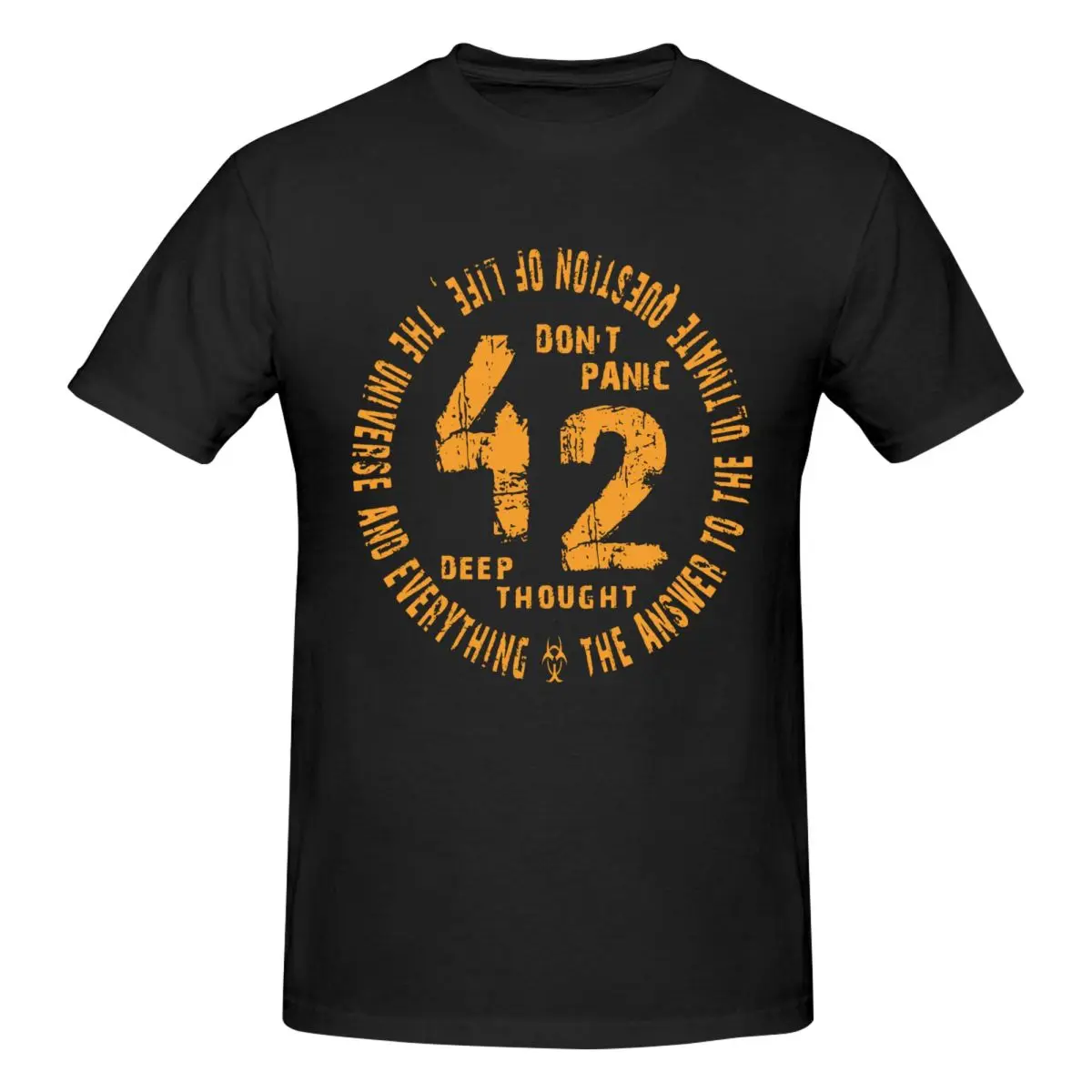 Men 42 The Answer To Life The Universe And Everything Golden T Shirt Streetwear Oversized O-neck Cotton Sleeve Custom T-shirt