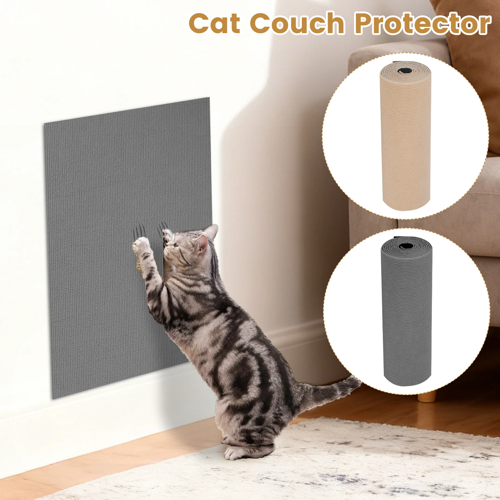Cat Scratching Mat Trimmable Self-Adhesive Carpet Mat Pad Couch Protector for Kitten Scratching and Stretching Pet Scratch