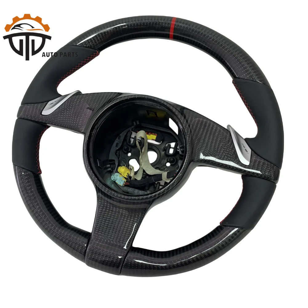 Replacement Real Glassy Carbon Fiber Steering Wheel With Perforated Leather For Porsche 991 caynee