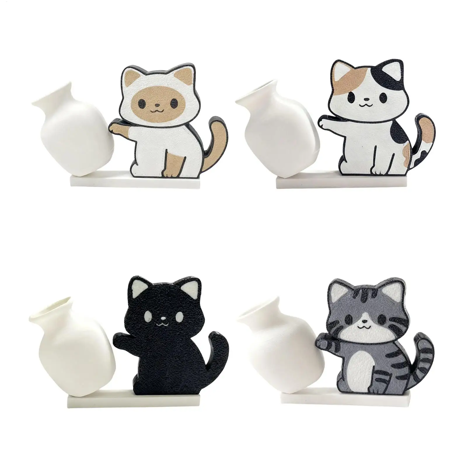 Animal Fridge Magnets 2D Acrylic Decorative Cat With Whiskers Vase Small Planter Whiteboard Magnets For Cabinet Whiteboard Gates