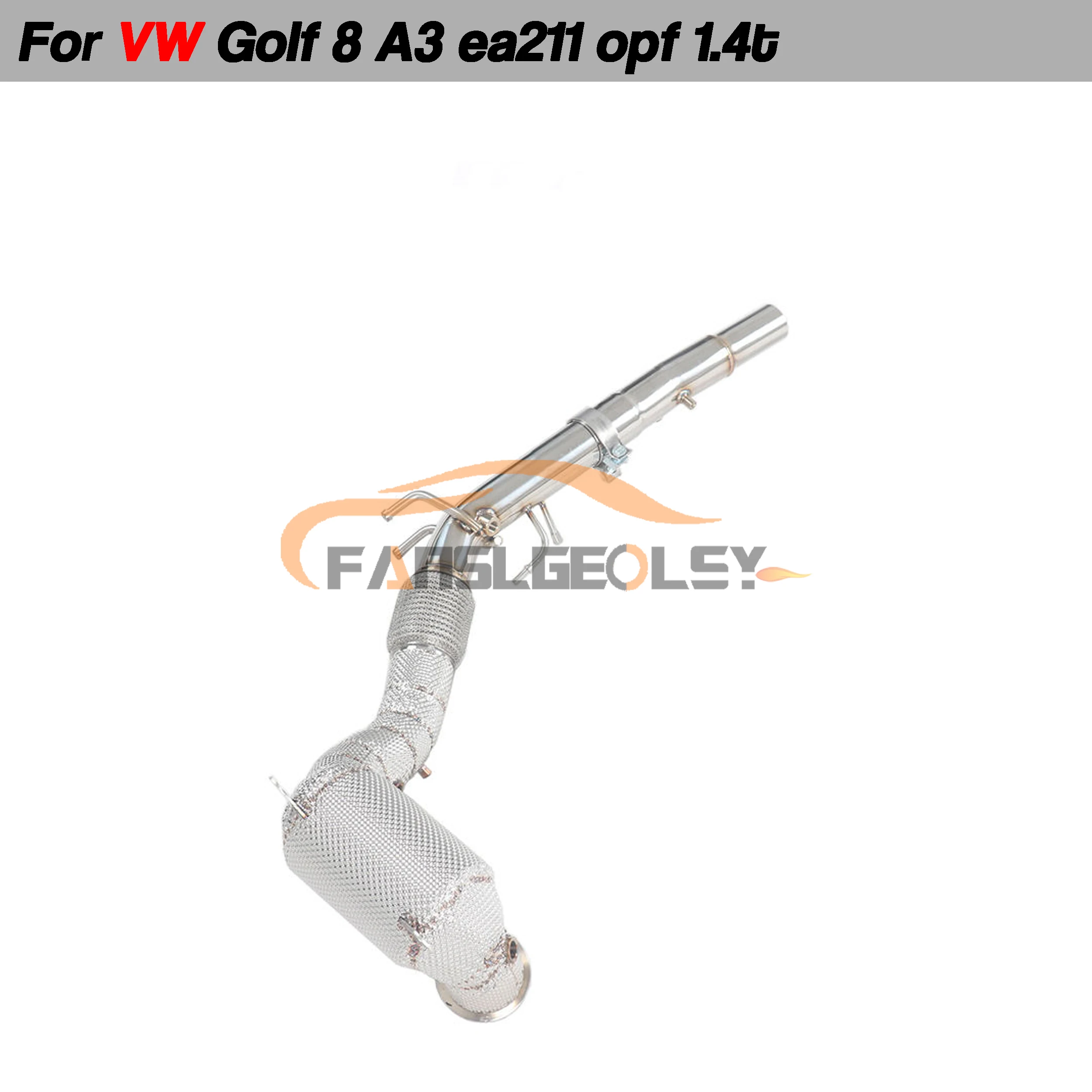 For VW Golf 8 Stainless Downpipe Performance Exhaust System With Heat shield and catalytic converter Headers