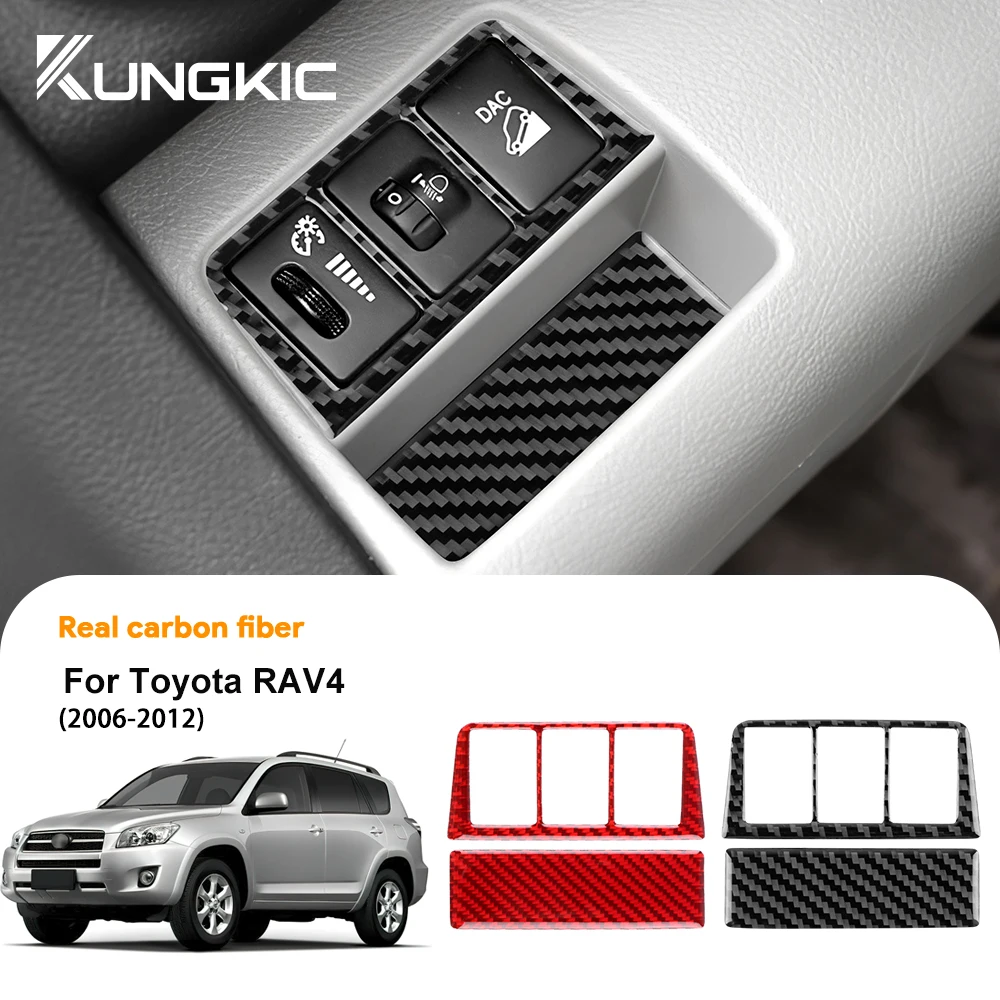 Real Soft Carbon Fiber Sticker For Toyota RAV4 2006 2007 2008 2009 2010 2011 2012 LHD Car Headlight Switch Frame Interior Panel