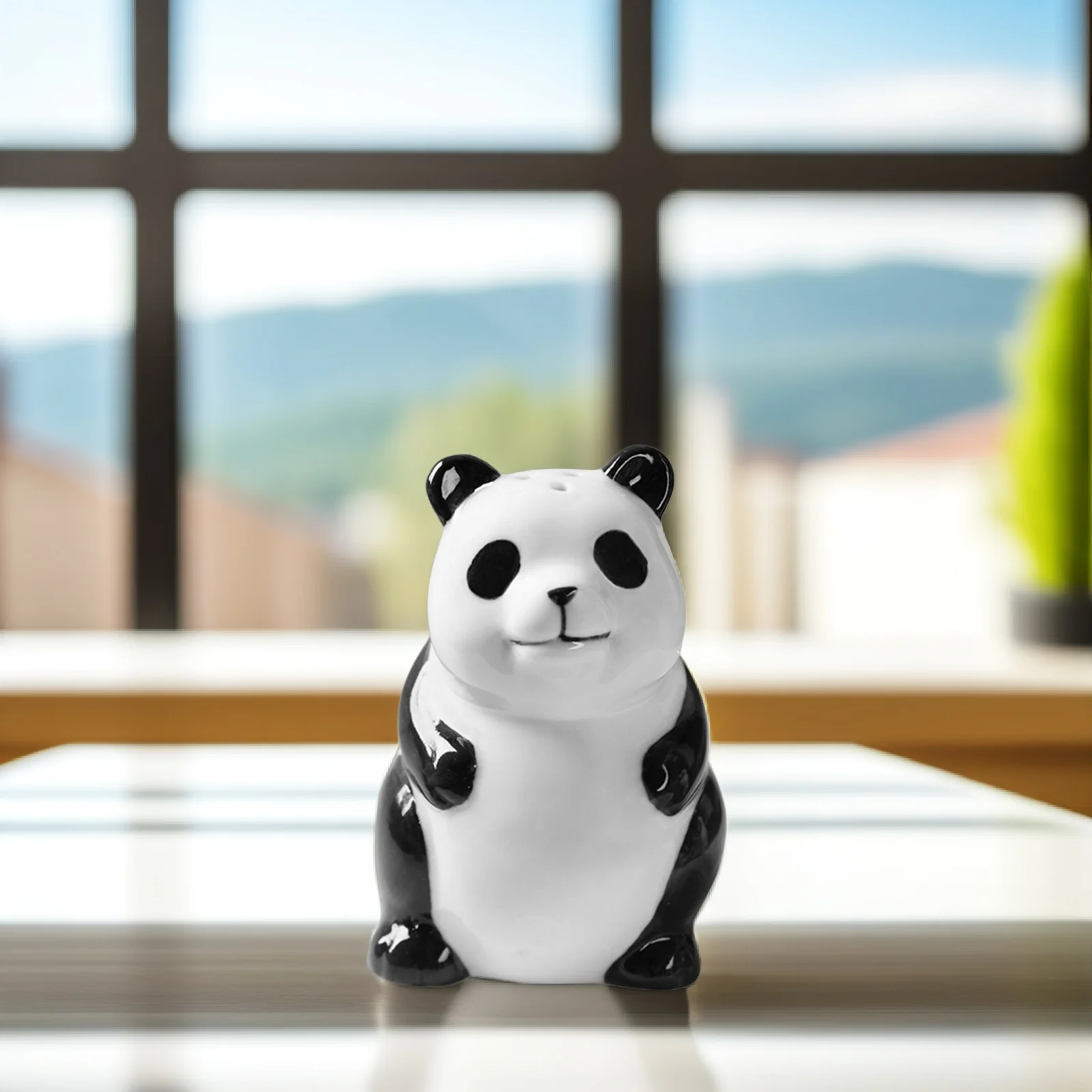 

Cute Panda Seasoning Jar Small Ceramic Spice Shaker Portable Salt Pepper Storage Container Kitchen Decor Salt and Pepper Shaker