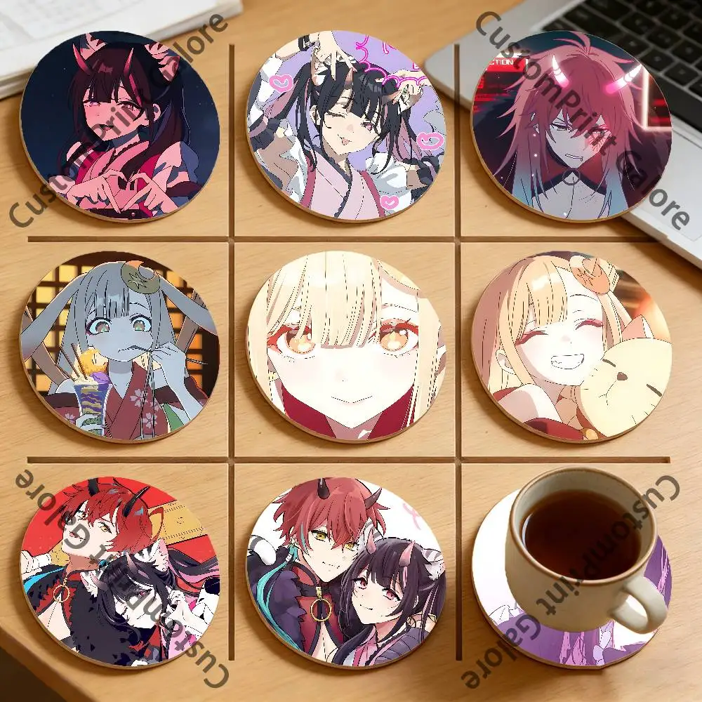 

C-Cosmic P-Princess K-Kaguya Round Pine Coasters Durable Reusable Beautiful Home Decor Non-Slip Water-Resistant