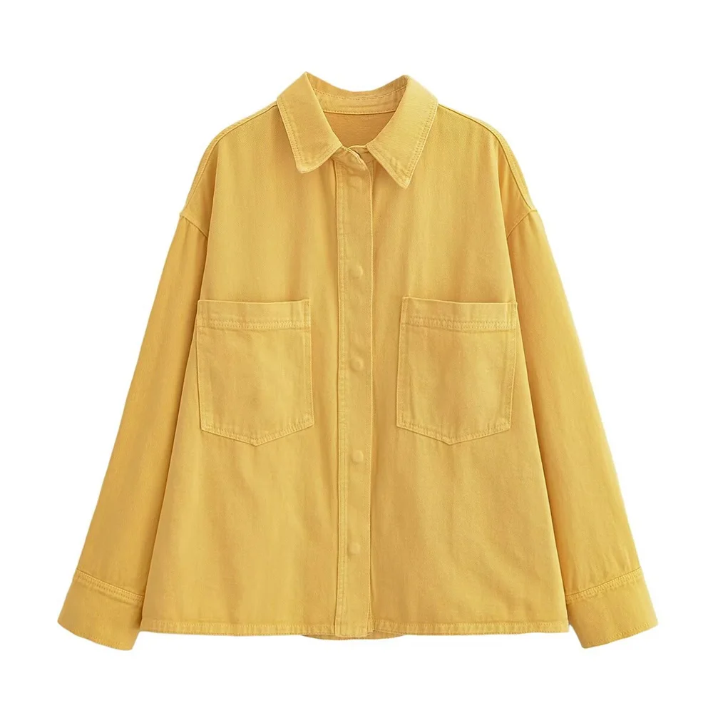 

Summer women's clothing new style fashionable simple versatile pocket decoration long sleeved shirt jacket