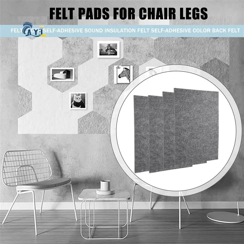 AY03-Slipes de fieltro autoadhesivos para sillas, deslizadores de fieltro para sillas de 5 mm de espesor para muebles, suelo, patas de silla, paquete de 4