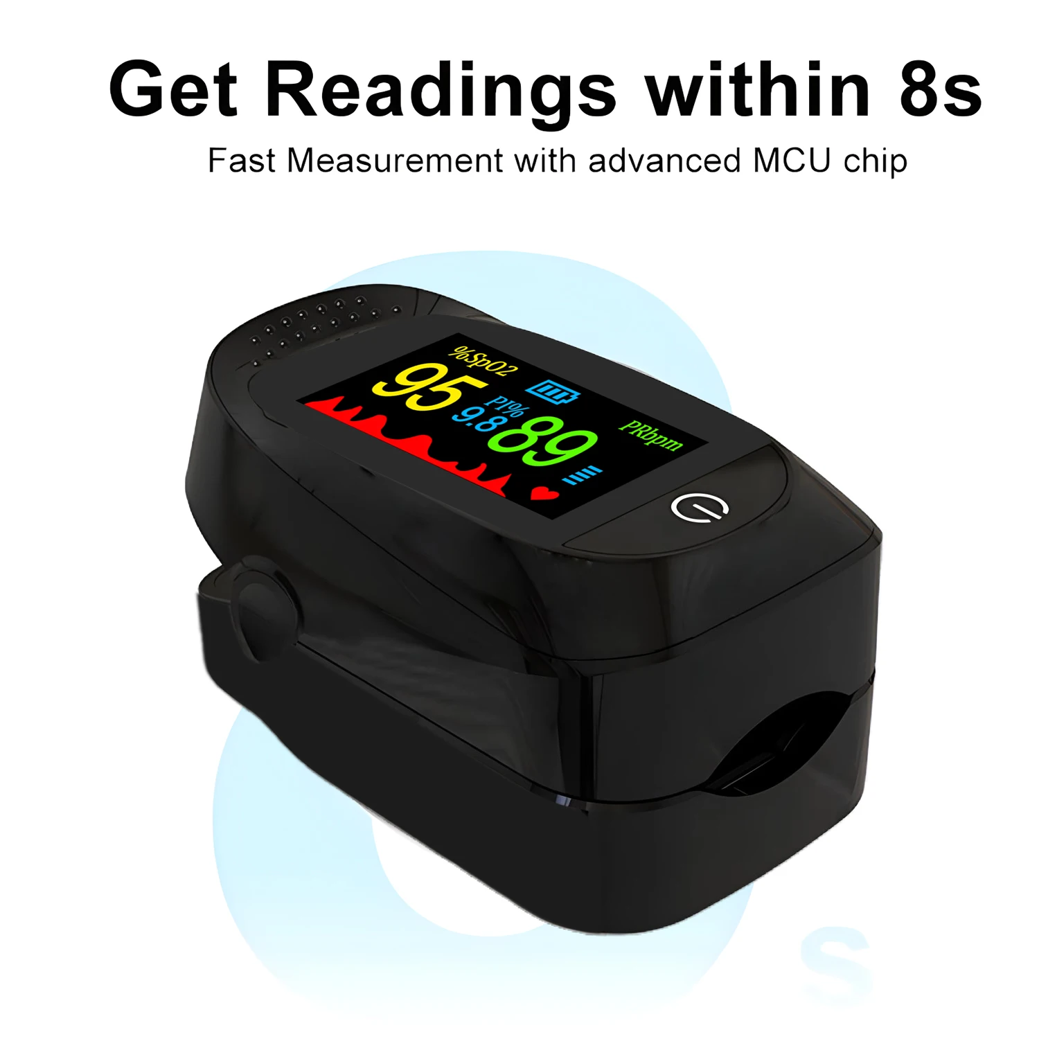 1PC Pulse Oximeter TFT Display in SpO2 PI Function Blood Oxygen Meter Finger Clip Heart Rate Pulse Monitoring for Home Health Mo