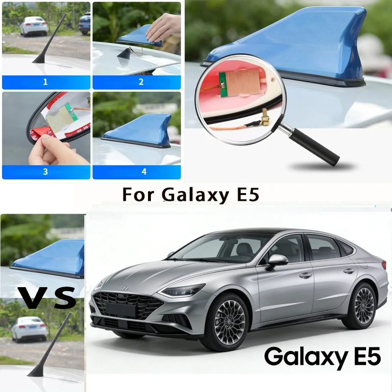 

For Galaxy E5 Car Shark Fin Antenna Roof Mount AM FM Signal Amplifier Auto Radio Aerial Topper Waterproof Car Accessorie