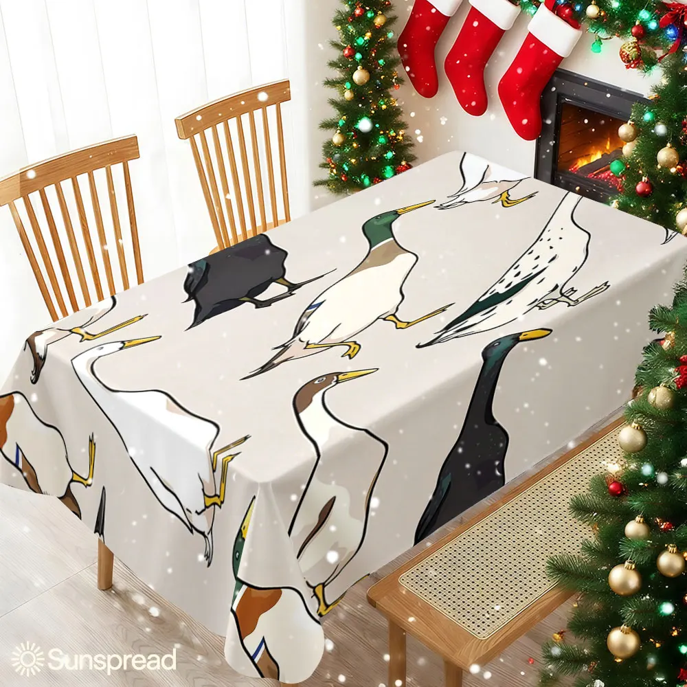 Duck Parade Table Cloth Waterproof Tablecloth Spill Proof Table Cloth, Wipe Clean Table Cloth for Dining Camping
