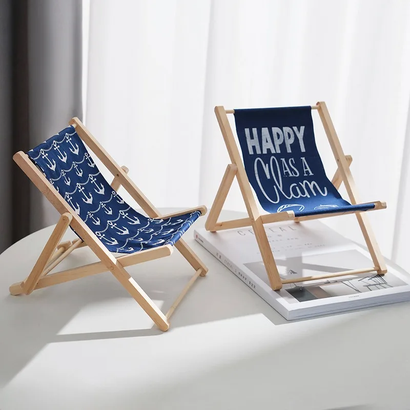 Mini Foldable Wooden Deck Chair Phone Holder Tablet Stand | Desktop Ornament | Small & Large Size | Multi-Style Design