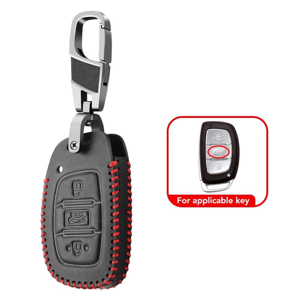 Leather Car Key Case Cover Holder For Hyundai Tucson Sonata Santa Fe Creta ix25 ix35 i10 i20 Verna Solaris Mistra Elantra Accent