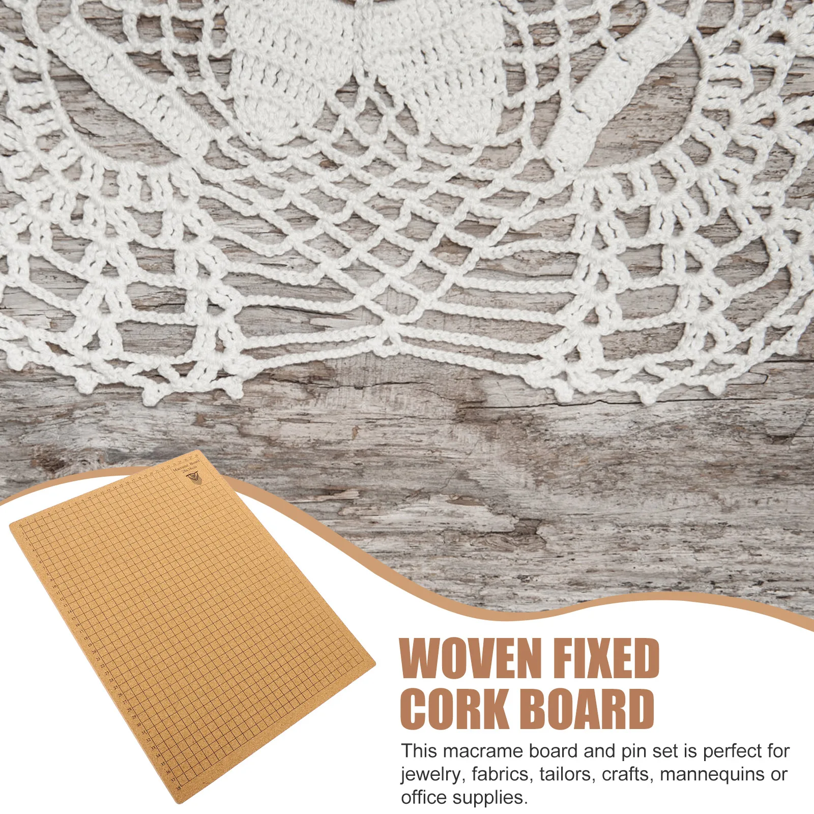 

12x16 Inch Macrame Cork Board Braiding Set T for Jewelry Sewing Crafts Rope Weaving Tools Soft Cork Mat