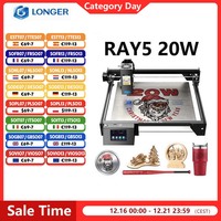 LONGER RAY5 20W Laser Engraver Touch Screen 32-bit Chipset WIFI 0.08*0.1mm Laser Spot Engraving Cutting Machine Area 375*375mm