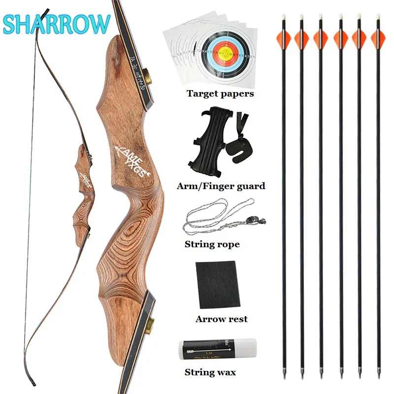 60inch 30-60lbs Recurve Bow Set Archery Hunting Bow Lamination Bow Limbs Outdoor Sports Shooting Targeting Training Accessories