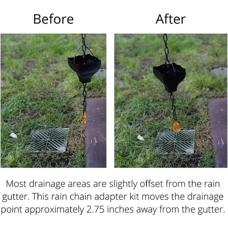 Rain Chain Adapter Kit Stainless Steel Rain Chain Gutter Outlet Installer Offset For Drains Not Directly Under Gutter Rain Chain