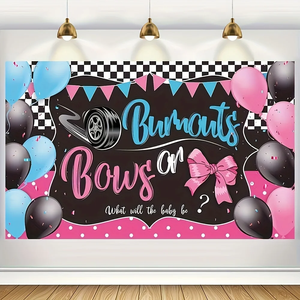 Burnouts or Bows Gender Reveal Decoration Bows or Burnouts Gender Reveal Party Supplies Shower Banner