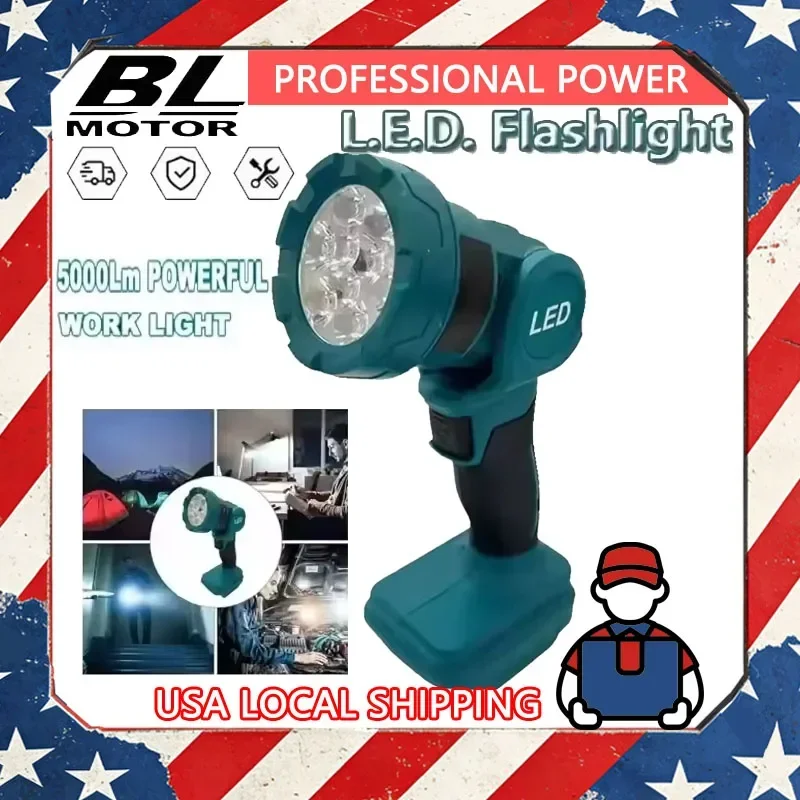 

Fit Makita Cordless LED Flashlight Power Tools Outdoor Handheld Spotlight Rechargeable Lanterns Jobsite Work Light 18V Battery