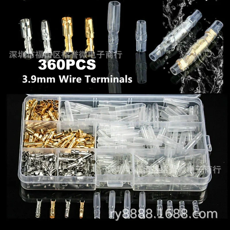 360 PCS Bala 3.9MMHook Switch Inserir Bainha 4.0MMBullet Conector Terminal de Fiação de Compressão Fria