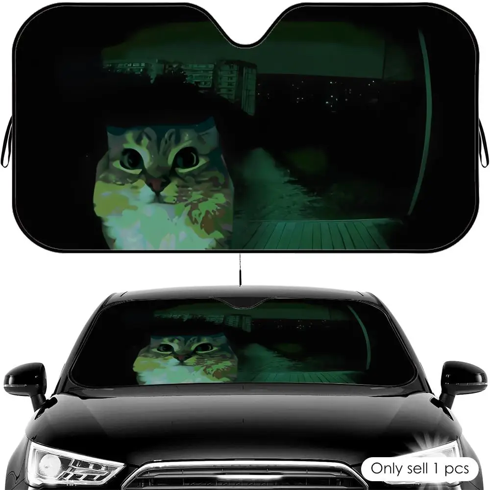 

Scared Cat Face Sun Visor Car Windshield Sun Shade UV Protection Heat Insulation Cover Universal Sun Protector