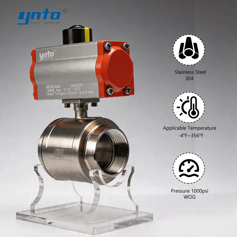Industrial Corrosion-Resistant Pneumatic Single Acting Ball Valve 304 Stainless Steel Threaded Body for Enhanced Durability