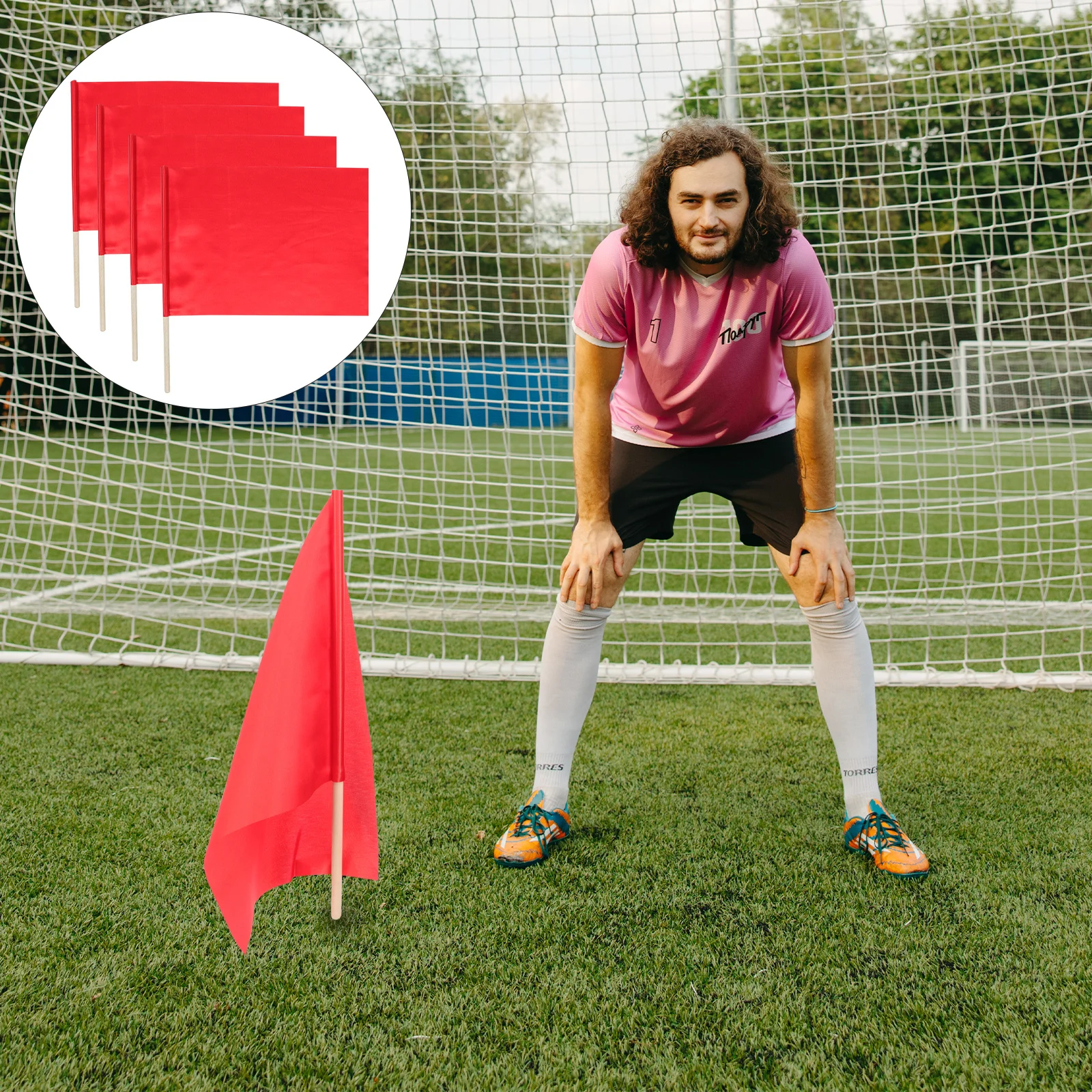 

4Pcs Flags Reliable Material Checkered Red Colored Flags for Race Car Soccer Football Competition Conducting Use