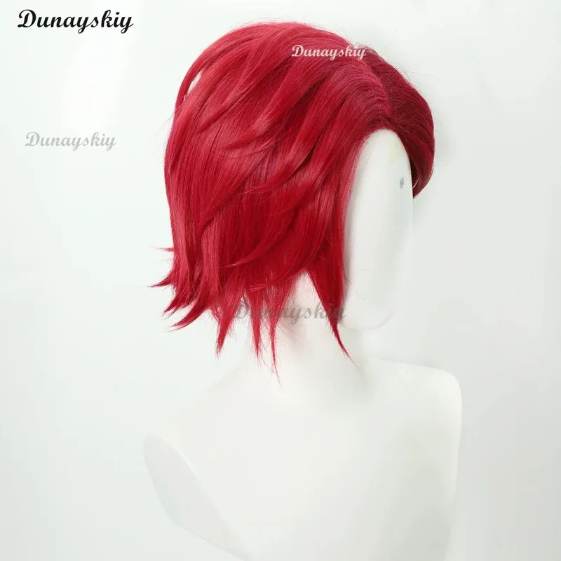 Game Arcane Season 2 Vi Jinx Cosplay Wig Vi 30cm Black and Red Hair For Women Men Halloween Carnival Party  Wig Customized