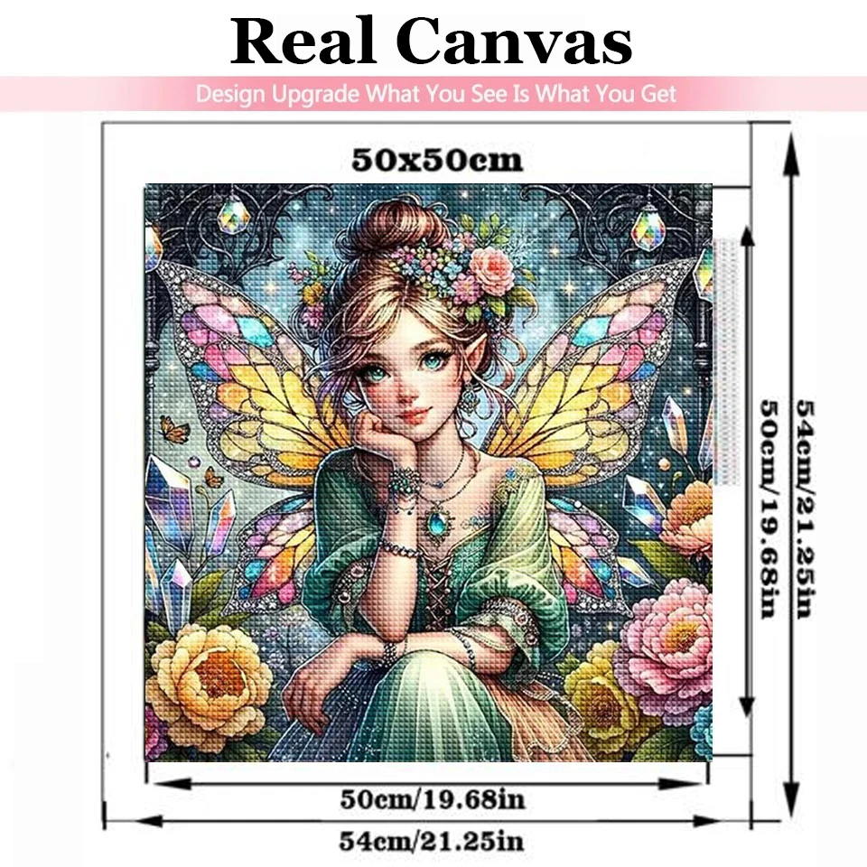 Beautiful Wing Fairy 5d Diy Diamond Painting Full Round Square Diamond Mosaic Flower New Arrivals Cartoon Girl Handmade Gift