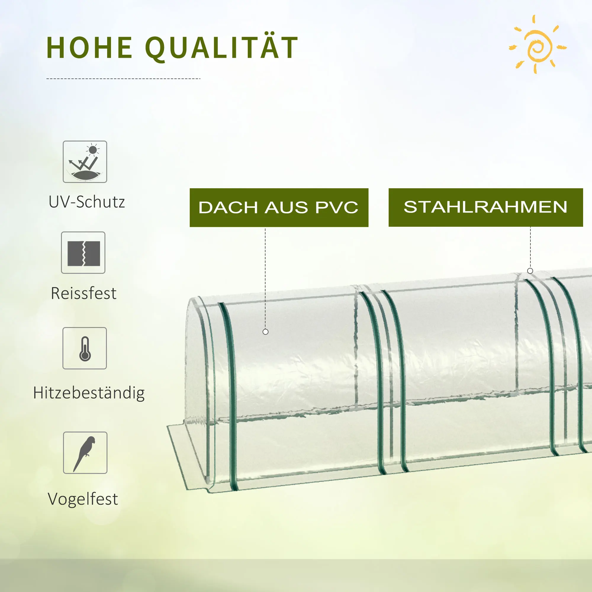 Outsunny Foliengewächshaus Treibhaus Gewächshaus mit Tür Frühbeet Stahl kunststoff Ansicht 4
