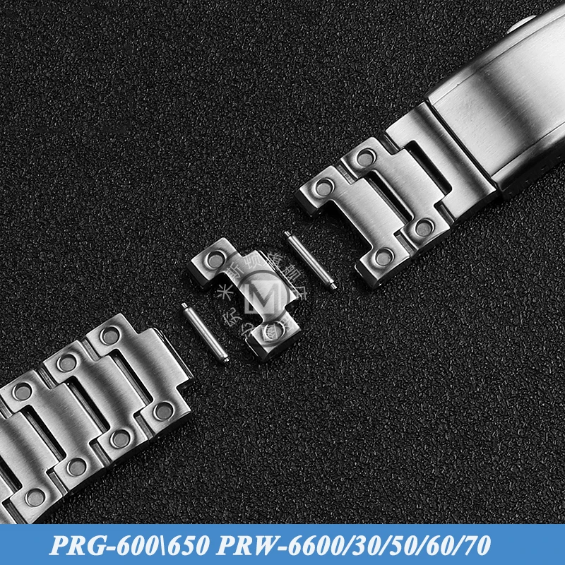 Stainless Steel Watch Strap For Casio PROTREK PRG-600 650 PRW6600/30/50/60/70 Modified Watch Band Men’s Bracelet 24MM 23MM black