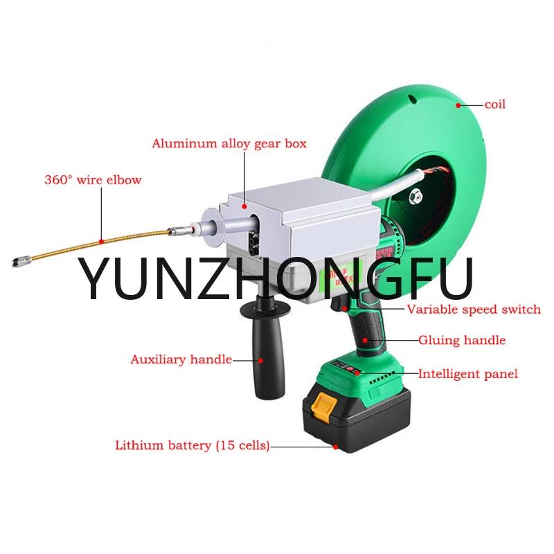 Threading machine, fully automatic electrician, universal lithium battery steel wire threading machine, electric pulling tool