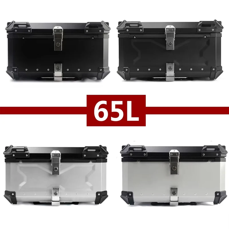 

65L Universal Moto Suitcase Top Case Aluminum Motorcycle Box Rear Luggage Trunk Helmet Box Large Capacity Motorcycle Tail Box