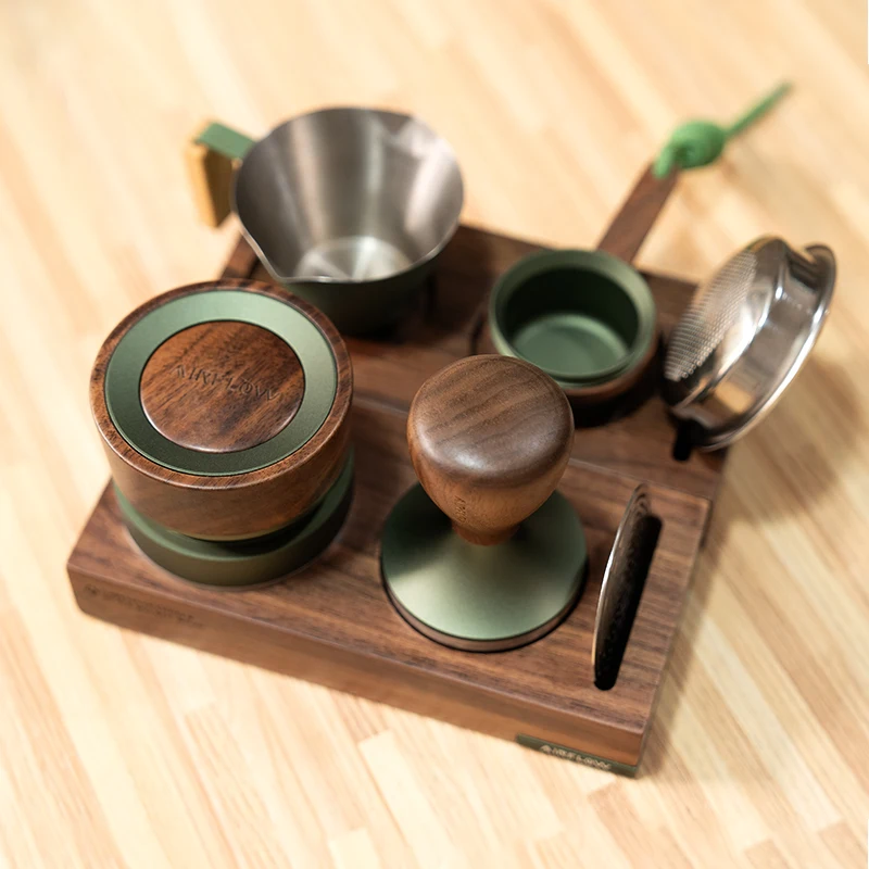 AIRFLOW Coffee Tamper Mat Station Stand Support Base Rack Walnut Wood For 51MM 54MM 58MM Espresso Accessories Barista