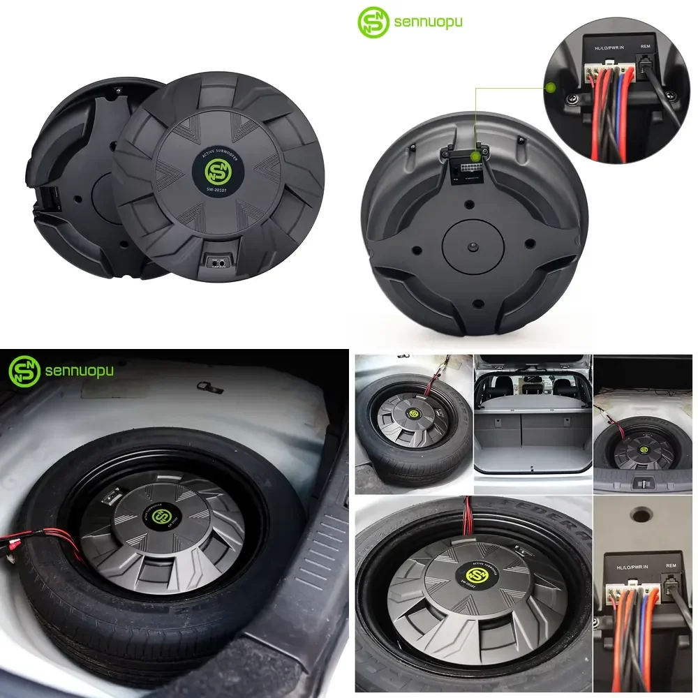 Sennuopu Professional Bass Monoblock Audio Spare Tire Subwoofer with Built-in Active Amplifier