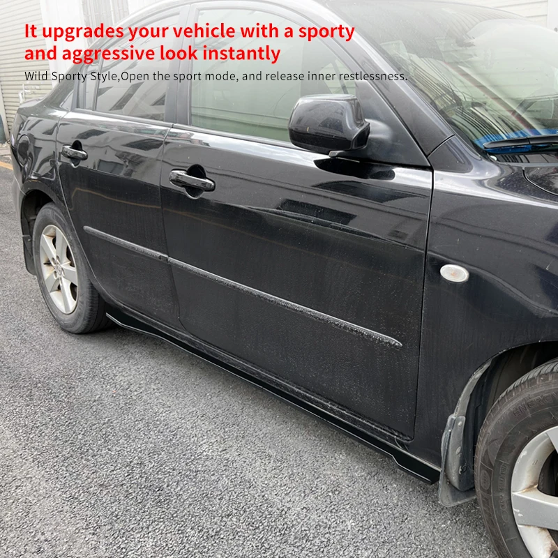 

Car Scratch Protector New Side Skirts Bright Black Side Wings Bumper Lip Separator Reduce Air Resistance For Mazda 3 2006-2010