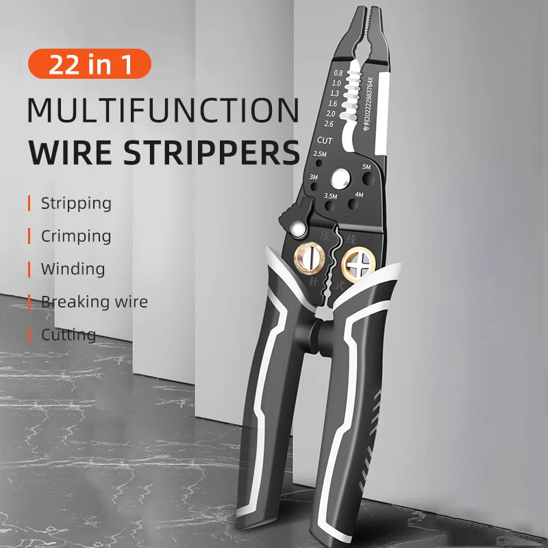 Wire Stripper Iron Copper Wire Cutter Cable Cutter Crimping Pliers Clamper Splitting Winding Multifunctional Electrician Tool