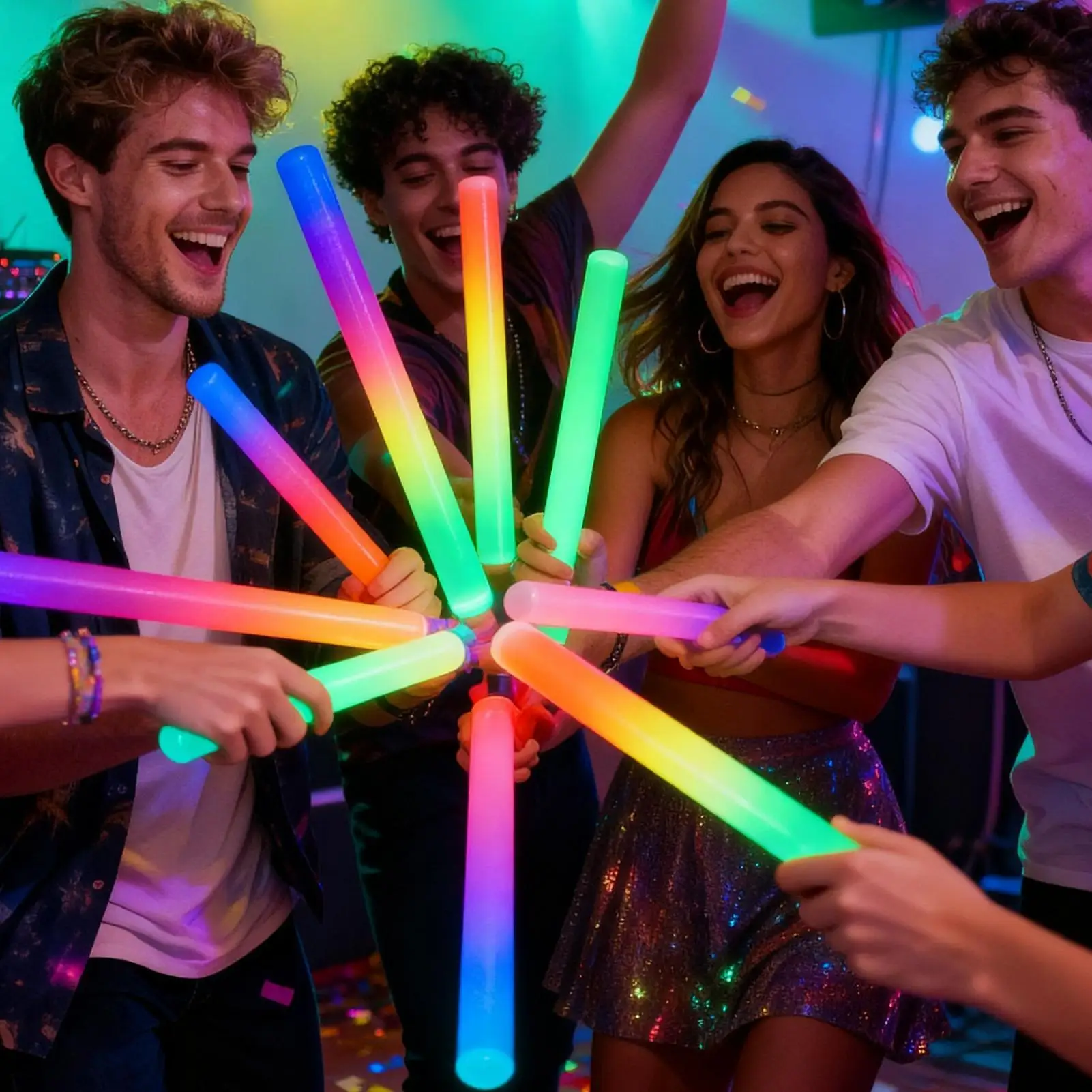 

Foam Glow Sticks 15 Pieces Lighted Light-Up Wands Props Foam Glow Wands for Halloween Christmas Carnival Concerts Campsite