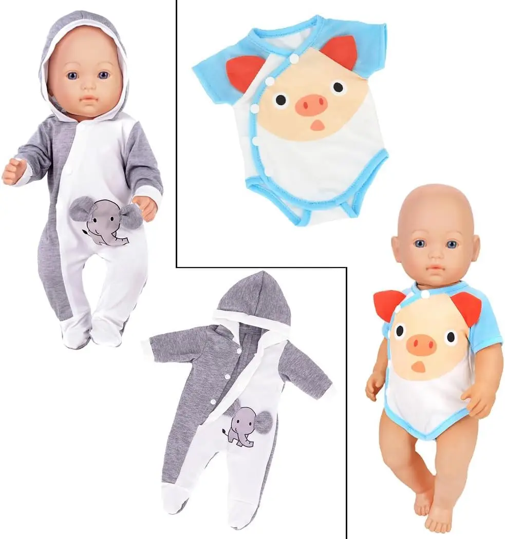 7 Sets Baby Doll Clothes Accessories Include Rompers Dress Outfits Hat for 14-16 inch Doll,43cm New Born Baby Dolls (No Doll)