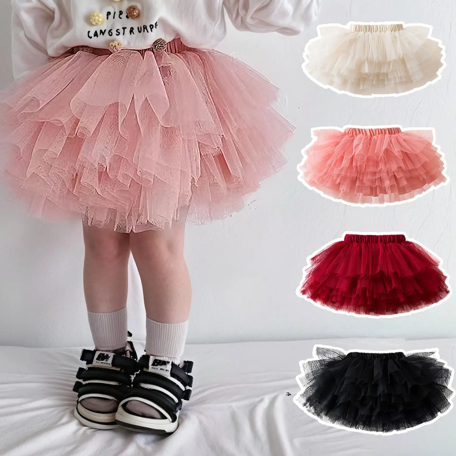 Baby Girls Tutu Skirts Black Fluffy Toddler Tulle Princess Ball Gown Pettiskirt Ballet Dance Kids Party/birthday Skirts 2-6T