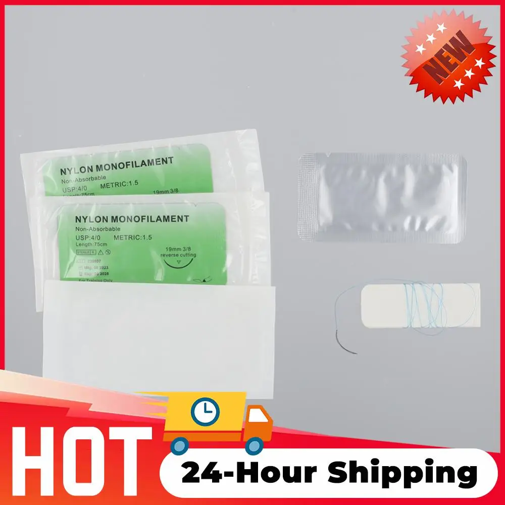 

4/0 Medical Monofilament Thread Nylon Silk Veterinary Practice Suture Kit Non-injured for Medical Students Education